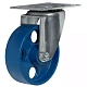 Большегрузное чугунное колесо без резины 100 мм (поворотное, площадка, синий обод) - SCsh 42
